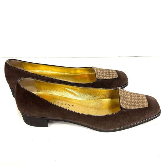 Arthur Beren brown suede loafers with houndstooth front Sz 8.5 N - Picture 2 of 7